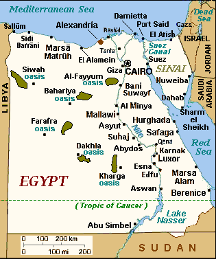 Map of  Egyptian towns and cities